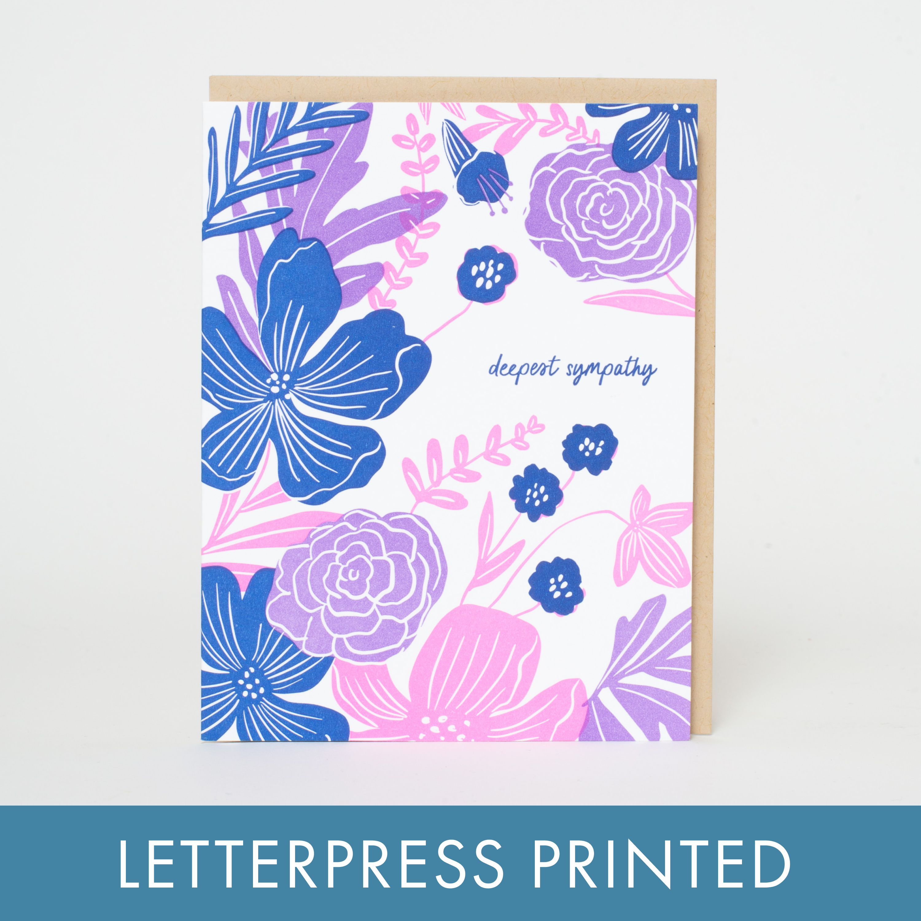 Sympathy Flowers Letterpress Greeting Card