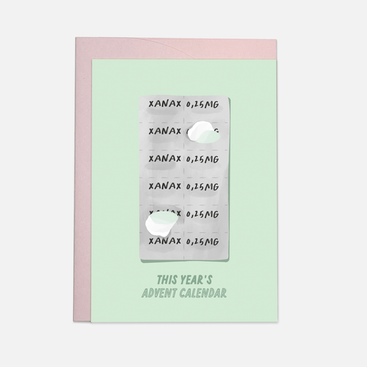 Xanax calendar greeting card: Double folded