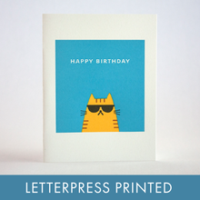 Cool Cat Birthday Letterpress Greeting Card
