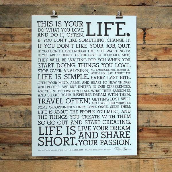 12" x 16" Holstee Manifesto Poster: Single flat poster
