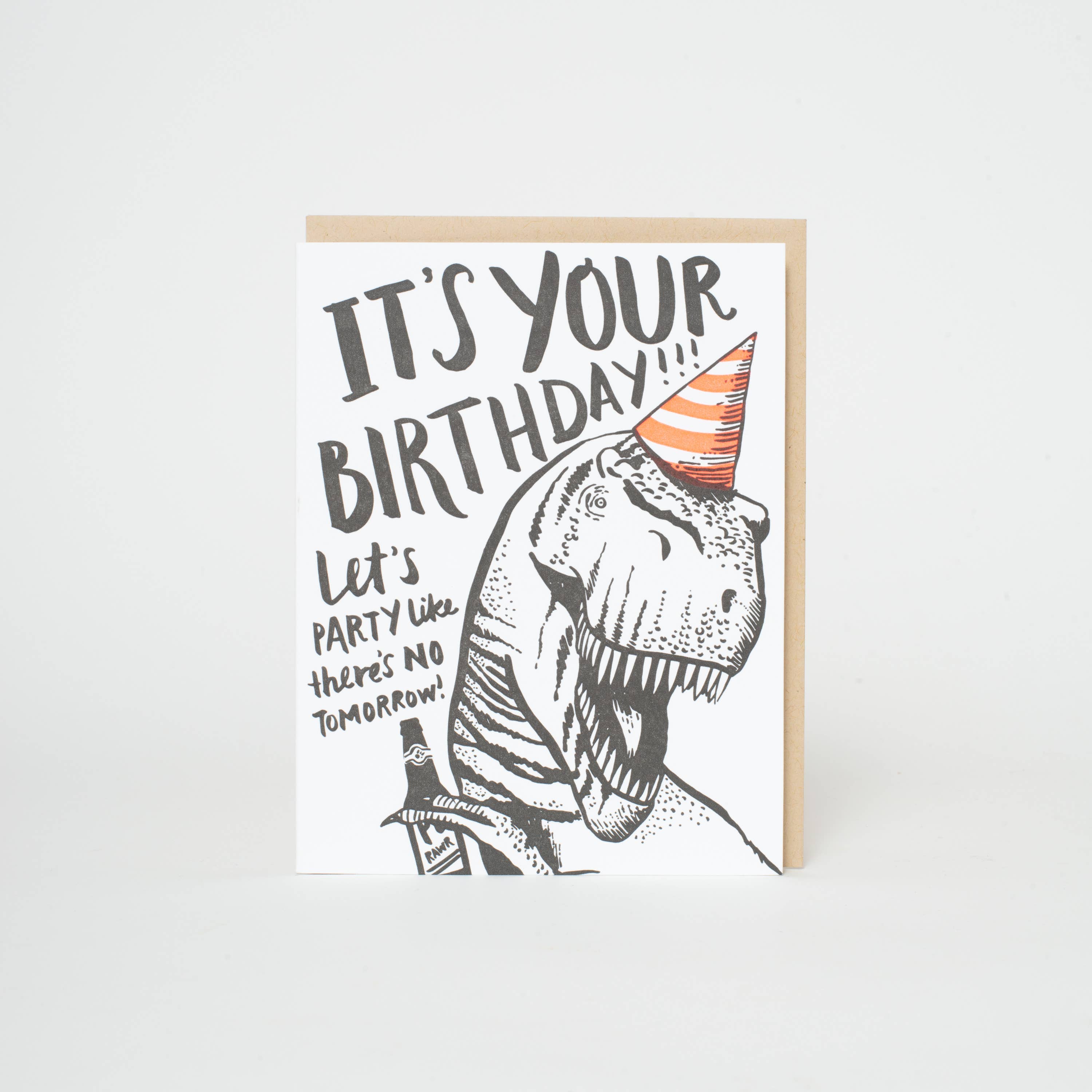 T-Rex Birthday Letterpress Greeting Card