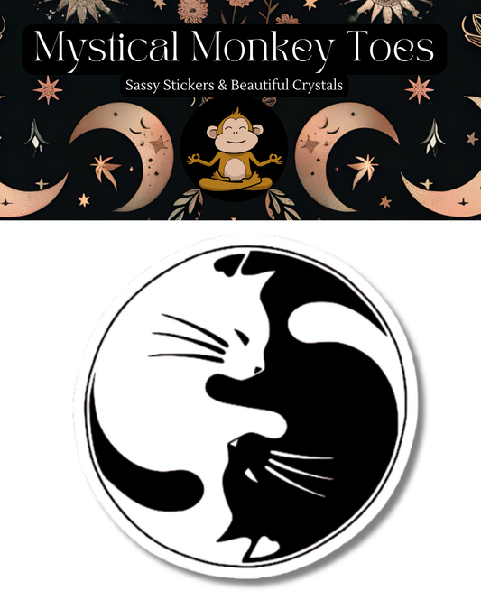Beautiful Cat Ying Yang Vinyl Sticker