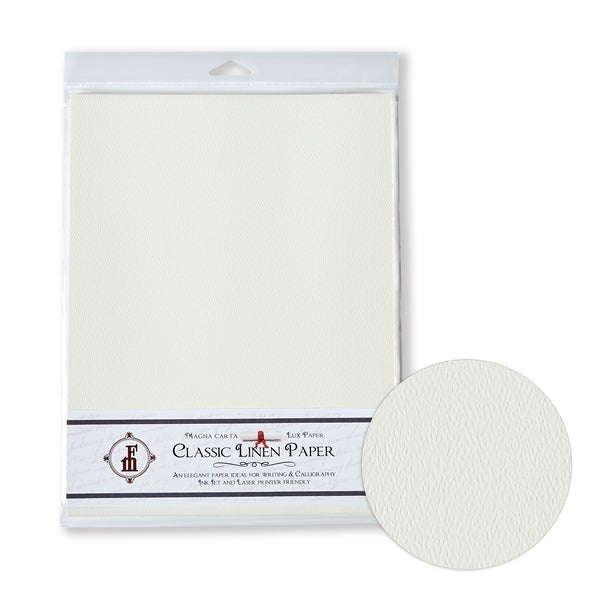 Classic Linen Brilliant White Stationery  Sheets 8.5x11- 20 sheets per pack-White or Natural