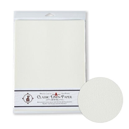 Classic Linen Brilliant White Stationery  Sheets 8.5x11- 20 sheets per pack-White or Natural