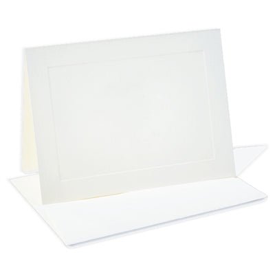 Classic Linen Fold-Over Note Card Set with Envelopes- White or Ivory