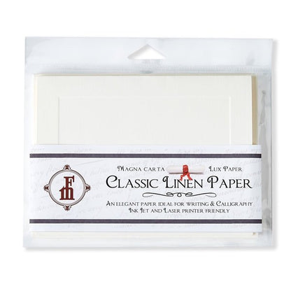 Classic Linen Fold-Over Note Card Set with Envelopes- White or Ivory
