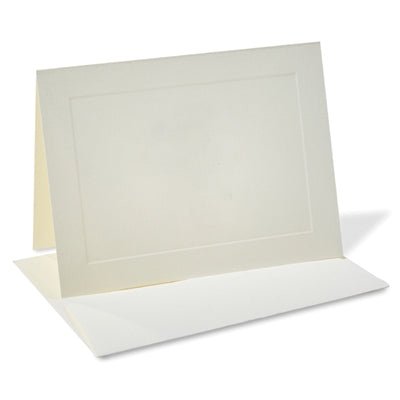 Classic Linen Fold-Over Note Card Set with Envelopes- White or Ivory
