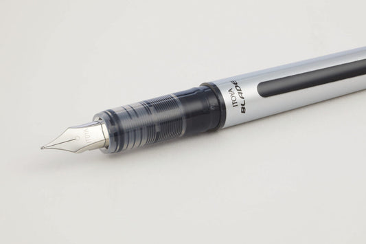 Close-up of the nib on the Itoya Blade fountain pen