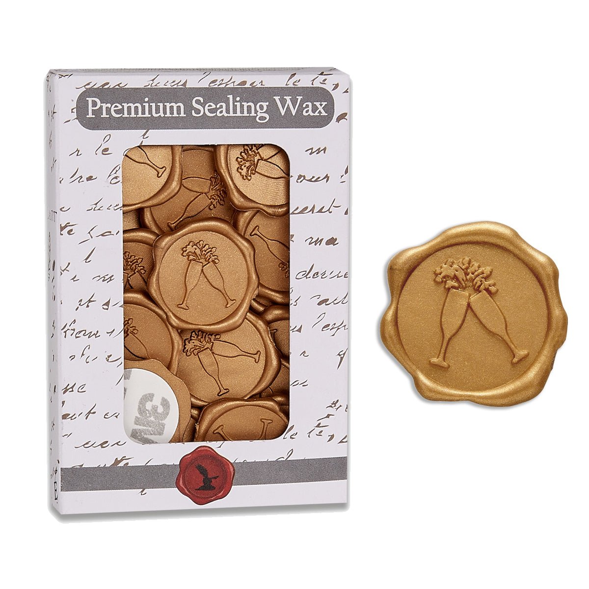Champagne Glasses Adhesive Wax Seal Stickers for Envelopes and Invitations (25-Pack)