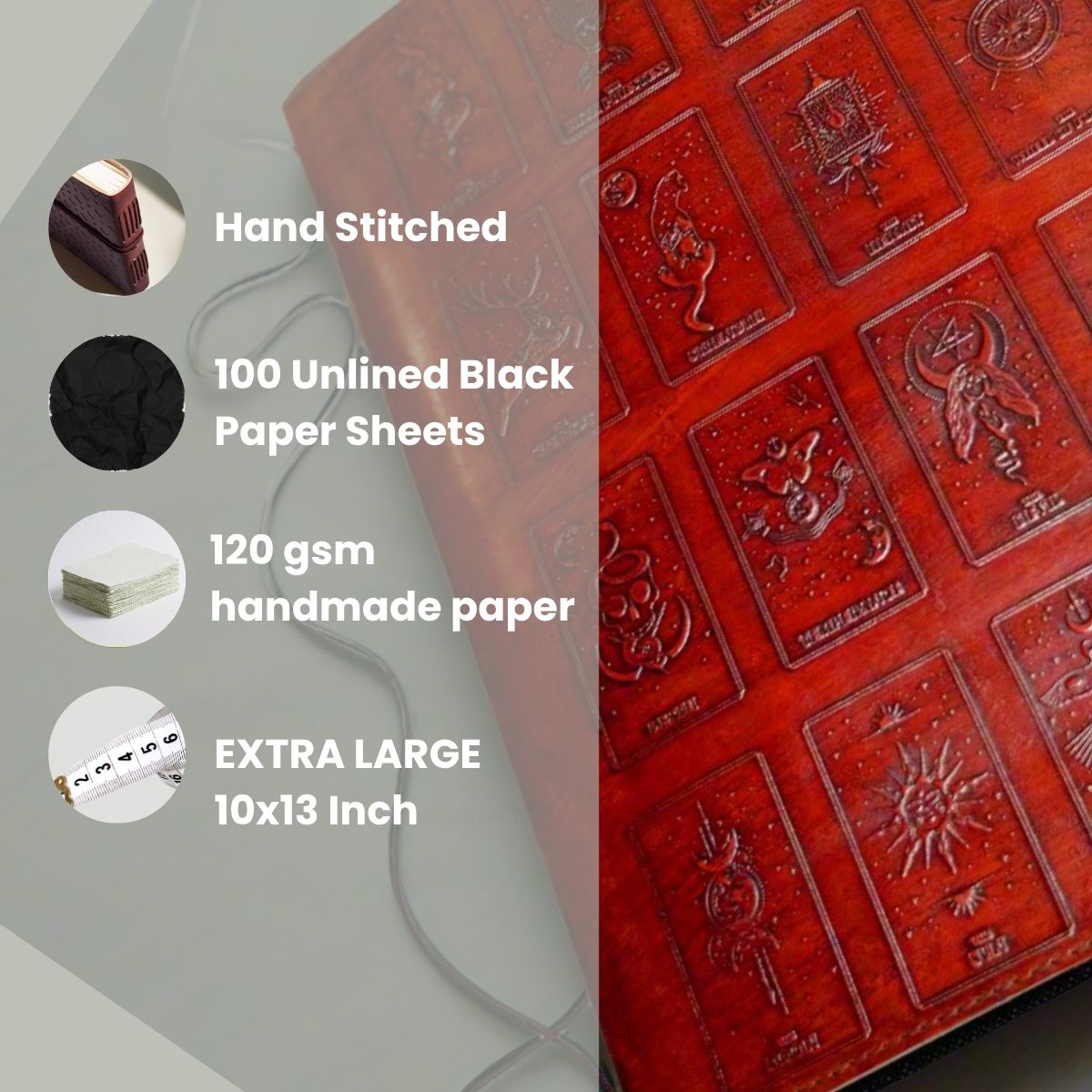 Mystic Tarot: 10x13 Leather Journal