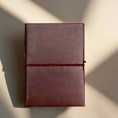 Rustic Dark Brown 5x7 Leather Journal - Unlined & Tree-Free Paper