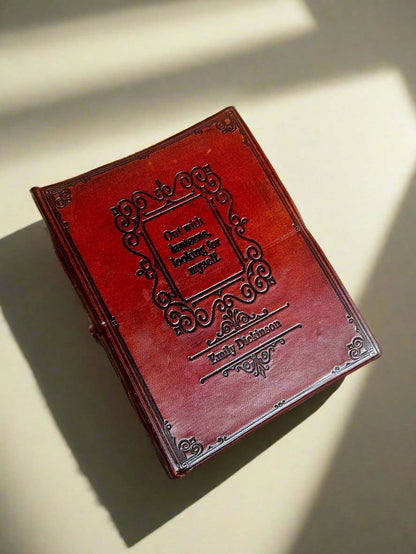 Emily Dickinson Leather Journal - "Out With Lanterns, Looking For Myself"
