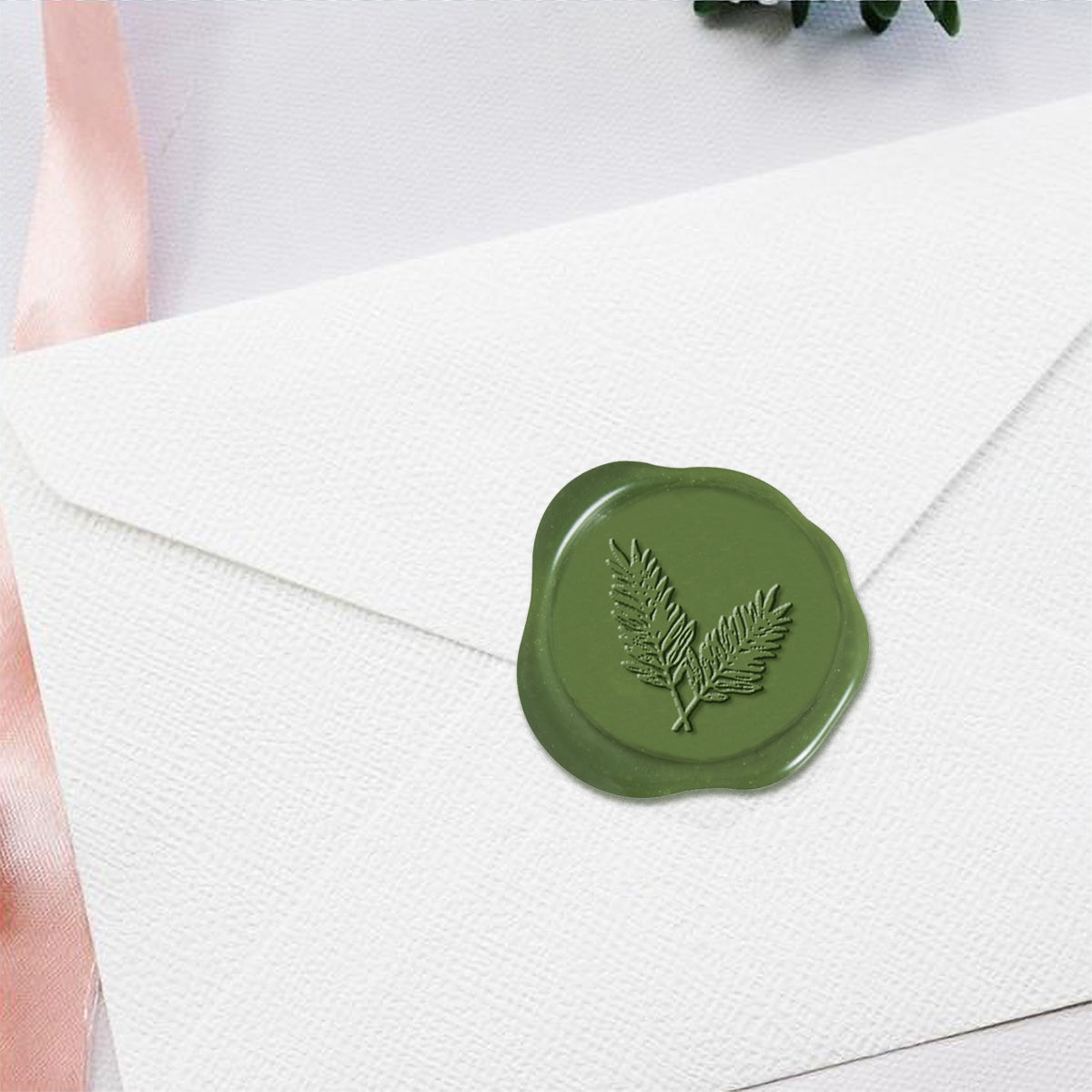 Fern Adhesive Wax Seal Stickers for Envelopes and Invitations (25-Pack)
