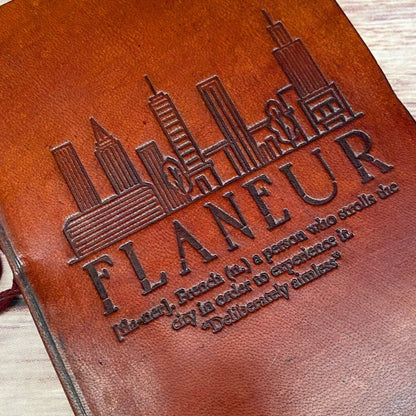 Flaneur Quote Leather Journal - 5x7 Lined