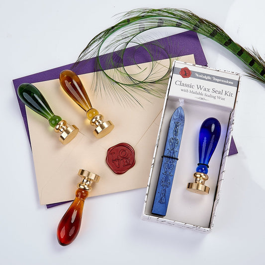 Murano Glass Handle Wax Seal Kit with popular symbols