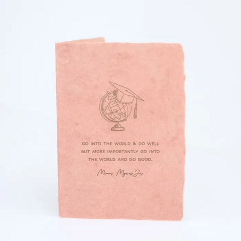 "Go into the world & do good" Graduation Globe Greeting Card Folded