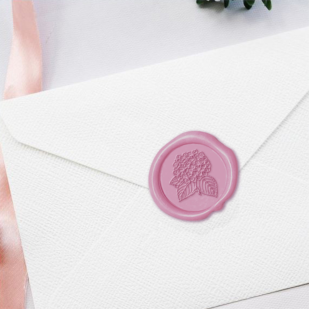 Hydrangea Adhesive Wax Seal Stickers for Envelopes and Invitations (25-Pack)