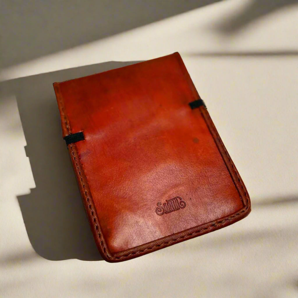 Brown Flap Refillable Leather Notepad