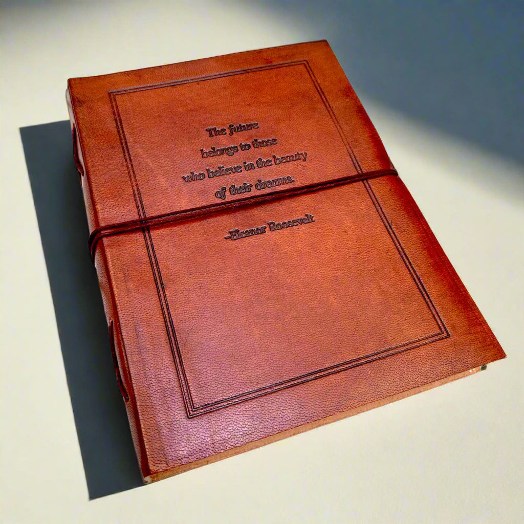The Future Belongs Eleanor Roosevelt Quote Leather Journal - 8x6 Size