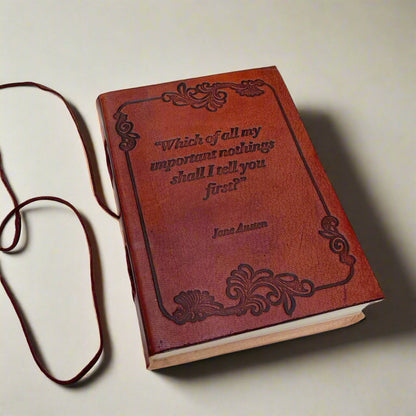Jane Austen Quote Leather Journal - "Important Nothings"