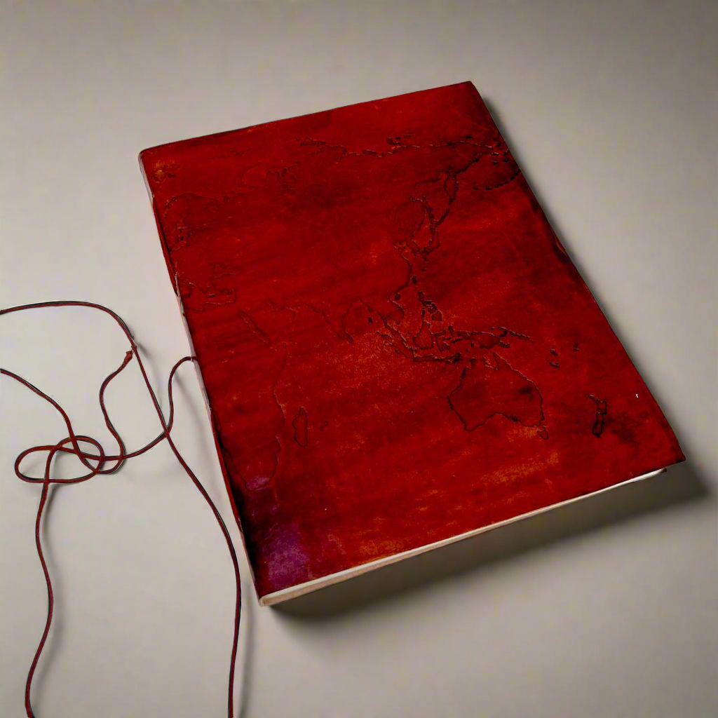 Extra Large World Map 14x11 Handmade Leather Journal