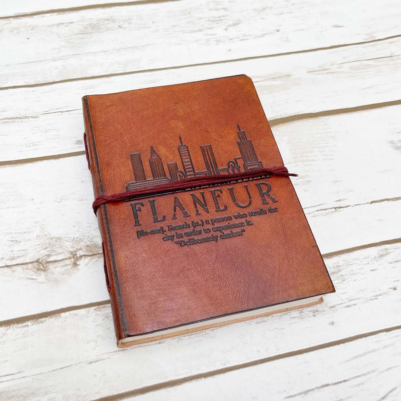 Flaneur Quote Leather Journal - 5x7 Lined