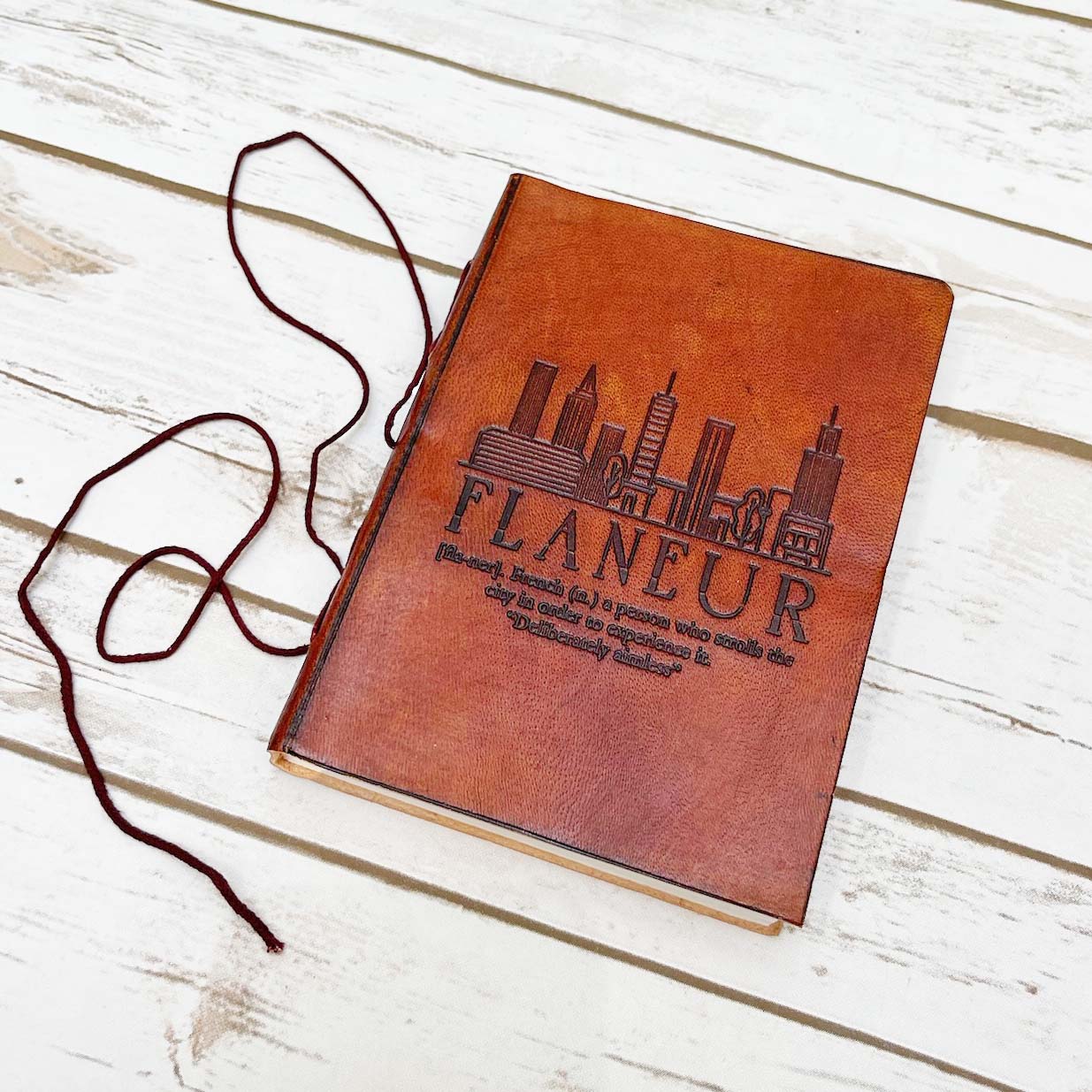Flaneur Quote Leather Journal - 5x7 Lined