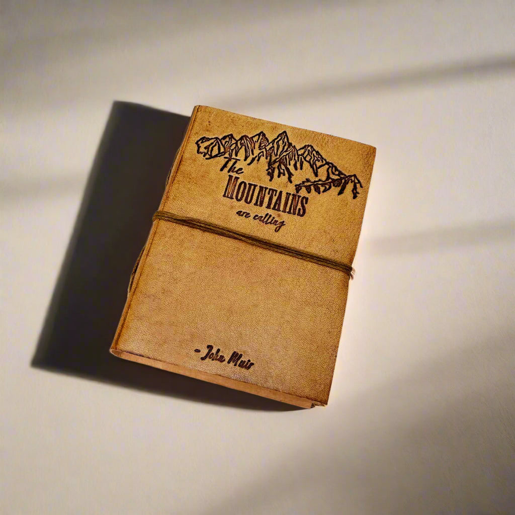 John Muir Quote Leather Journal - "The Mountains Are Calling" Adventure Diary