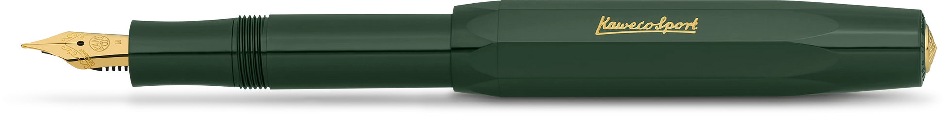 Kaweco Classic Sport fountain pen in green with gold-trim accents