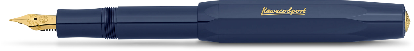 Kaweco Classic Sport fountain pen in navy with gold-trim accents