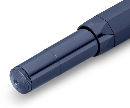 Kaweco Classic Sport fountain pen in navy, capped, end detail