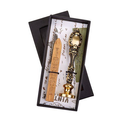 Vintage Bronze Handle Wax Seal Gift Set Kit & Gold Sealing Wax