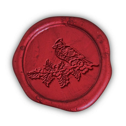 Winter Cardinal Christmas Wax Seal Stamp-Burgundy Wood Handle #6540