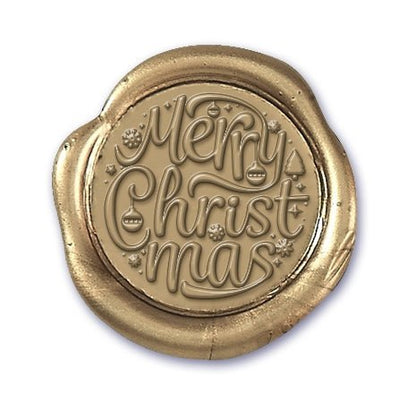 Merry Christmas Wax Seal Stamp with Burgundy Wood Handle #6507CD
