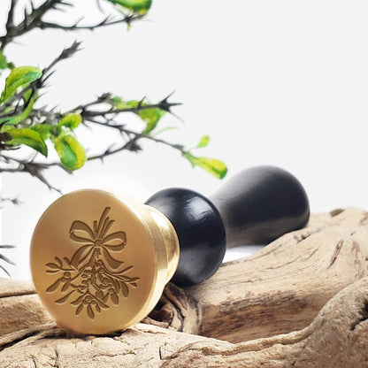 Mistletoe Christmas Wax Seal Stamp with Black Wood Handle #6542