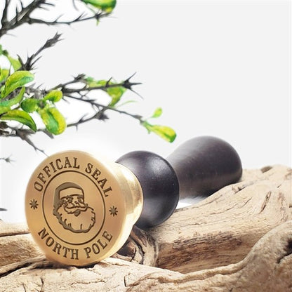 North Pole Official Christmas Santa Letter Wax Seal Stamp with Black Wood Handle