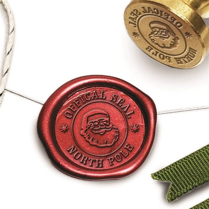 North Pole Official Christmas Santa Letter Wax Seal Stamp with Black Wood Handle