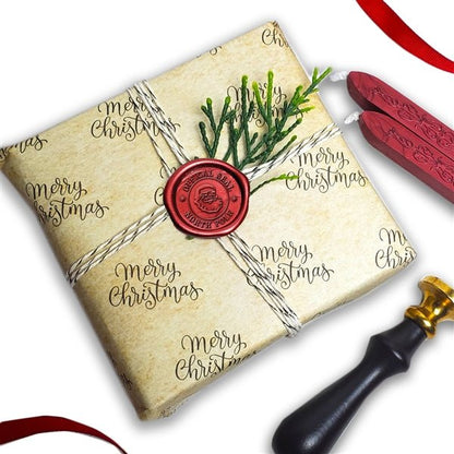 North Pole Official Christmas Santa Letter Wax Seal Stamp with Black Wood Handle