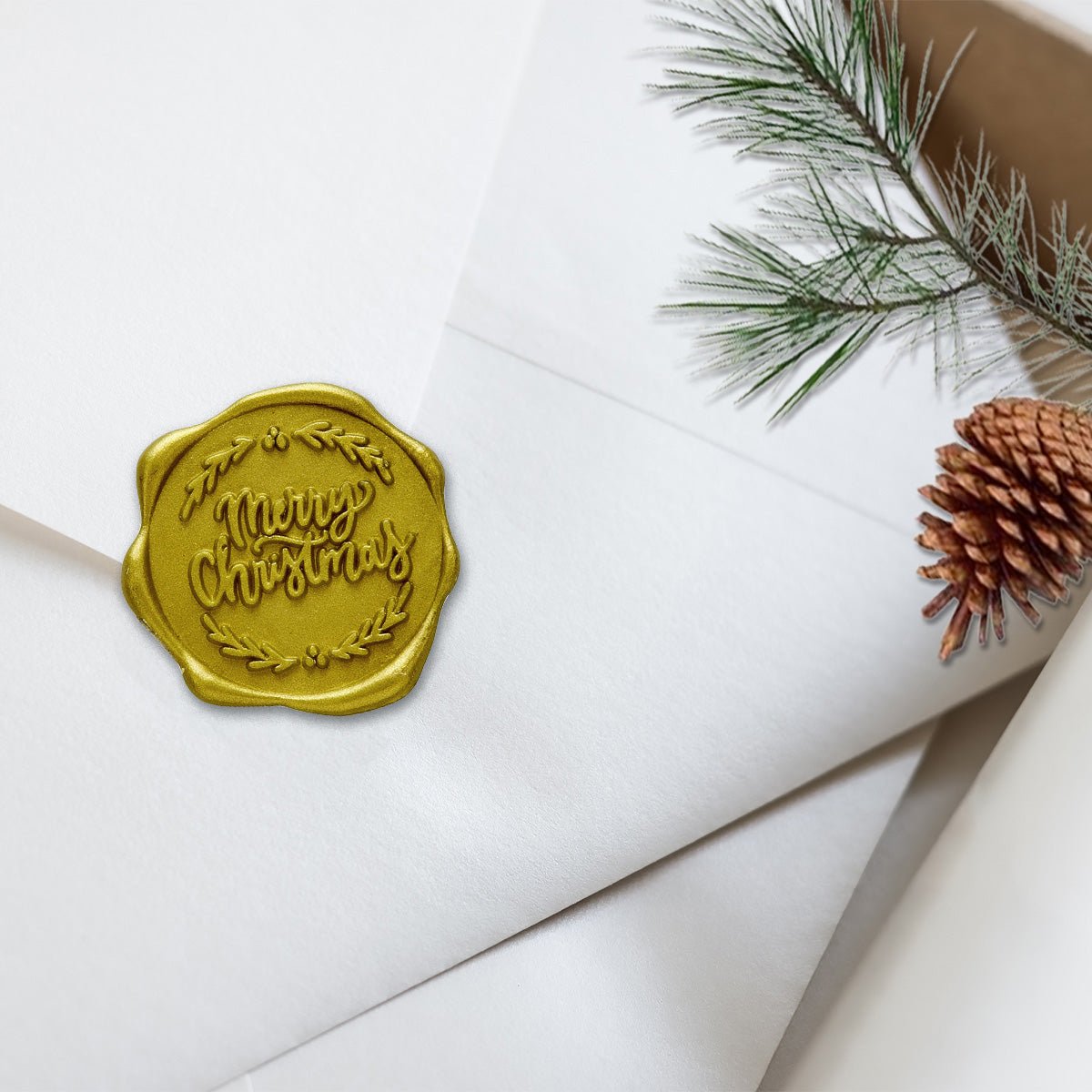 Merry Christmas Adhesive Wax Seal Stickers for Christmas Cards and Holiday Mail (25-Pack)