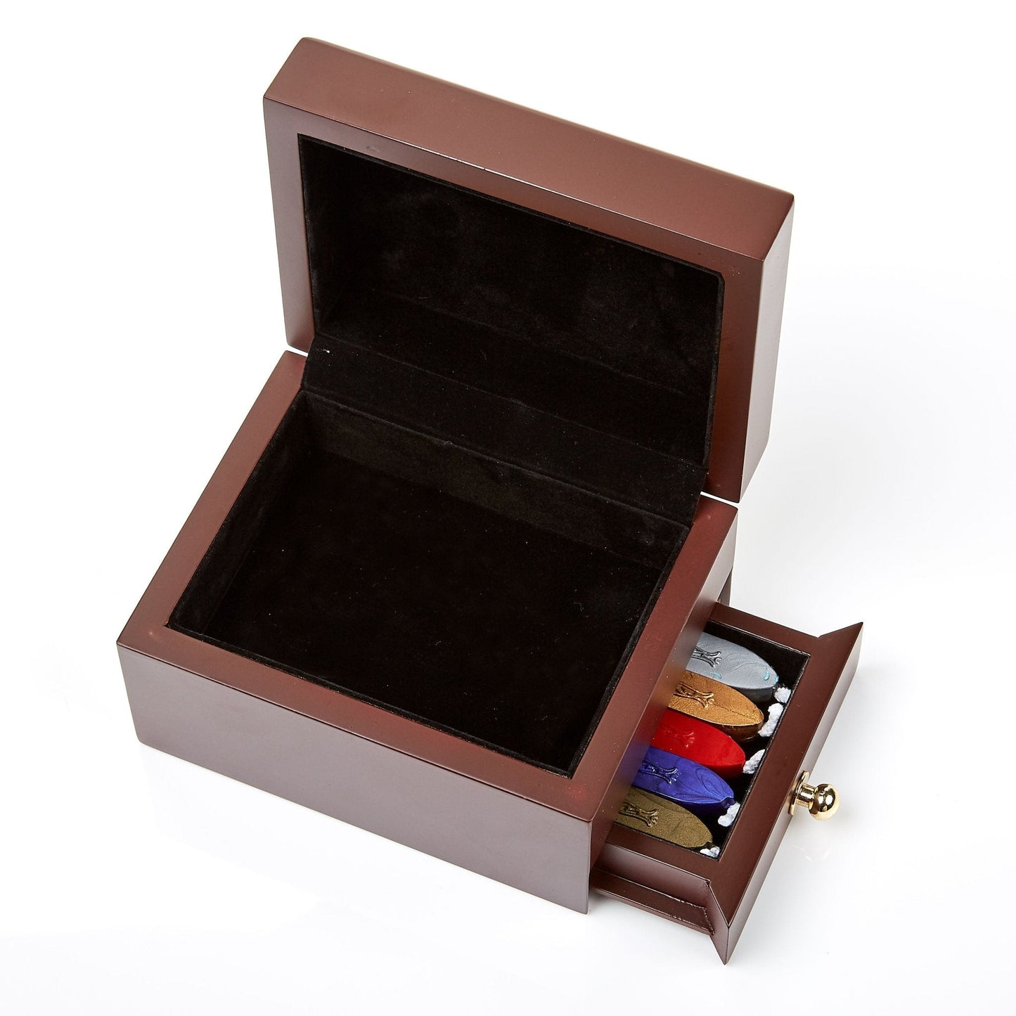 Deluxe Wax Seal Storage Box with Drawer – Wooden Desk Organizer Chest for Stamps & Sealing Wax