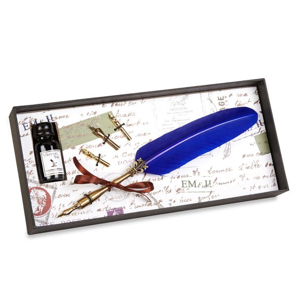 Vintage-style Feather Quill Dip Pen & Ink Set with Quill, Ink & Nibs