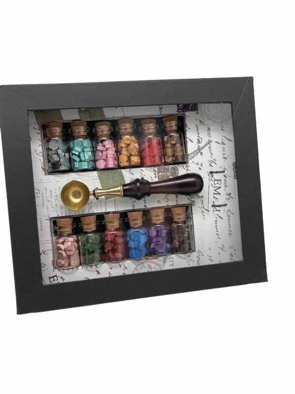 Bead Sealing Wax Starter Kit with Wax Seal Stamp, 12 colors Sealing Wax and Melting Spoon