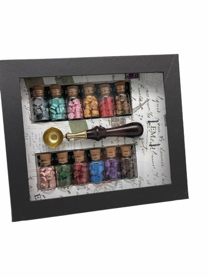 Bead Sealing Wax Starter Kit with Wax Seal Stamp, 12 colors Sealing Wax and Melting Spoon