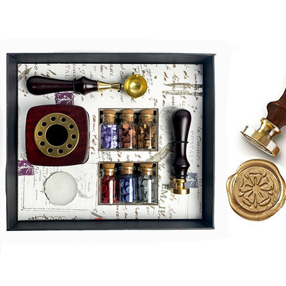 Bead Sealing Wax Kit with 6 colors Sealing Wax Beads, Melting Pot, Candle and Spoon