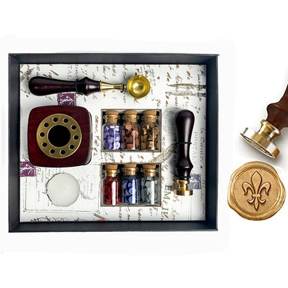 Bead Sealing Wax Kit with 6 colors Sealing Wax Beads, Melting Pot, Candle and Spoon