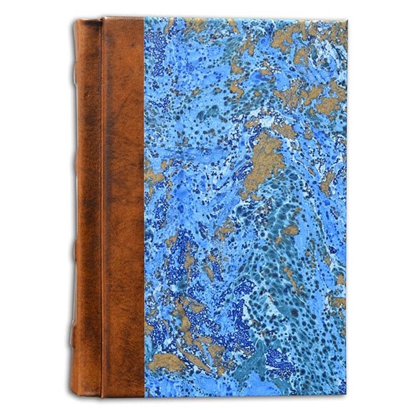 Manufactus Italian Leather & Marble Journal - 5x7 - Hand-Marbled Paper - Leather Binding- Made in Italy