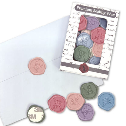 Botanical Adhesive Wax Seal Stickers for Envelopes and Invitations (25-Pack) 6 Colors
