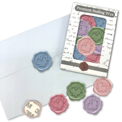 Branch Heart Adhesive Wax Seal Stickers for Envelopes and Invitations (25-Pack) 6 Colors