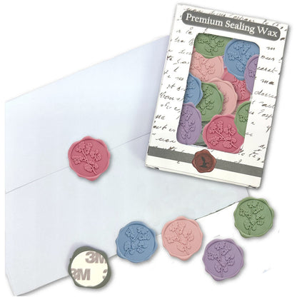 Maidenhair Adhesive Wax Seal Stickers for Envelopes and Invitations (25-Pack) 6 Colors