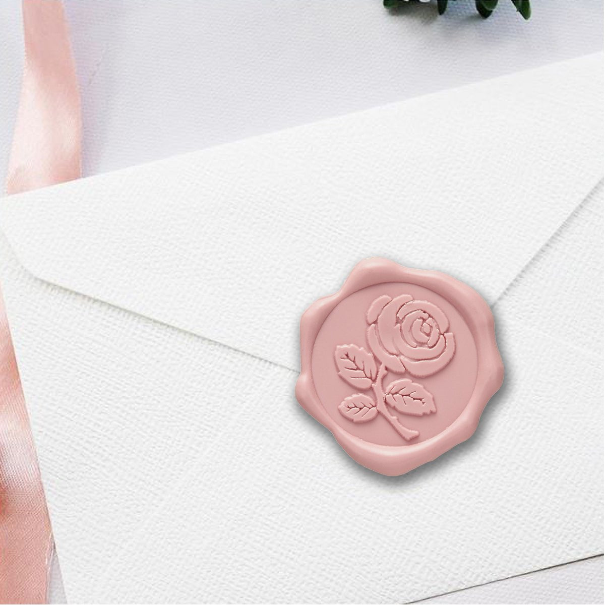 Rose Stem Adhesive Wax Seal Stickers for Envelopes and Invitations (25-Pack) 6 Colors